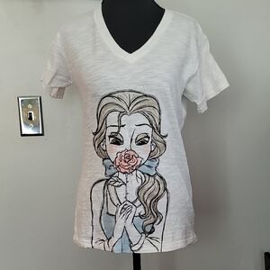 Disney Belle White Graphic Short Sleeve T-Shirt